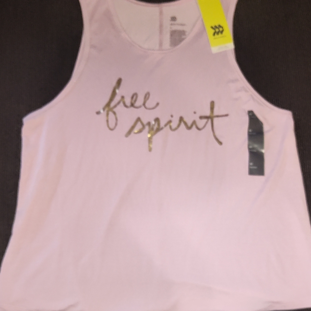 All in Motion Light Pink Tank Top with Gold Script